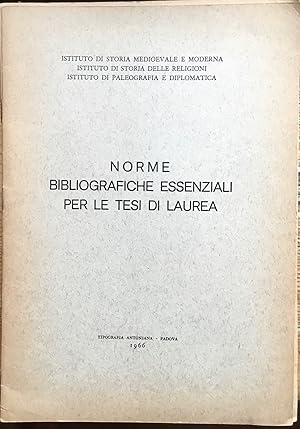 Norme bibliografiche essenziali per le tesi di laurea