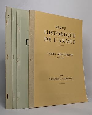 Lot de 4 revues "Revue historique de l'armée": Tables analytiques 1941-1968 / Tables analytiques ...