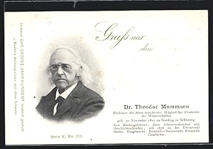 Bild des Verkufers fr Lithographie Dr. Theodor Mommsen, Portrait des Professor der alten geschichte zum Verkauf von Bartko-Reher