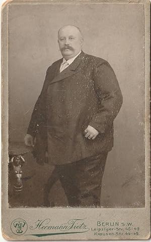 Cabinet Card from the Teitz Department store; portly German Gentleman 1912
