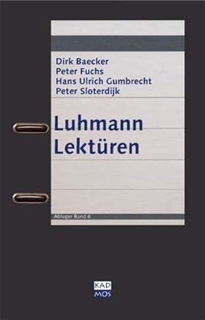Bild des Verkufers fr Luhmann Lektren (Ableger) Dirk Baecker . Hrsg. von Wolfram Burckhardt zum Verkauf von Berliner Bchertisch eG