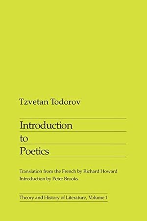 Seller image for Introduction To Poetics (Volume 1) (Theory and History of Literature) for sale by ZBK Books