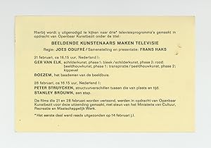 Exhibition card: Beeldende Kunstenaars Maken Televisie (21 & 28 February [1971])