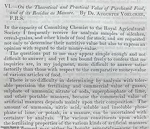 Imagen del vendedor de The Theoretical & Practical Value of Purchased Food, & of its Residue as Manure. An original article from the Journal of the Royal Agricultural Society of England, 1876. a la venta por Cosmo Books