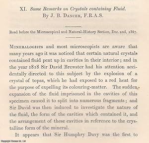 Image du vendeur pour Some Remarks on Crystals Containing Fluid. An original article from the Memoirs of the Literary and Philosophical Society of Manchester, 1871. mis en vente par Cosmo Books