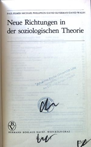 Imagen del vendedor de Neue Richtungen in der soziologischen Theorie. Bhlaus wissenschaftliche Bibliothek a la venta por books4less (Versandantiquariat Petra Gros GmbH & Co. KG)