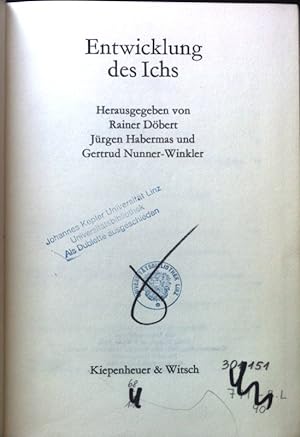 Bild des Verkufers fr Entwicklung des Ichs. Neue wissenschaftliche Bibliothek ; 90 zum Verkauf von books4less (Versandantiquariat Petra Gros GmbH & Co. KG)