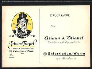 Bild des Verkufers fr Ansichtskarte Unterrieden, Kautabak- und Zigarrenfabrik Grimm, Triepel, Firmenlogo zum Verkauf von Bartko-Reher
