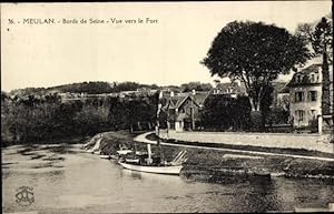 Ansichtskarte / Postkarte Meulan und Yvelines, Ufer der Seine, Blick auf die Festung