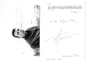 Bild des Verkufers fr Eigenh. musikalisches Albumblatt mit Unterschrift mit montiertem Portrait in Klappkarte. zum Verkauf von Kotte Autographs GmbH