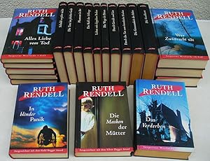 Bild des Verkufers fr Ruth Rendell-Sammlung, Weltbild SammlerEditionen: 21 Romane Inspector Wexfords Flle, 1-19, komplett + 2 weitere Romane: Alles Liebe vom Tod. 1. Fall. + Mord ist ein schweres Erbe. 2. Fall. + Den Wolf auf die Schlachtbank. 3. Fall. + Mord am Polterabend. 4. Fall. + Der Liebe bser Engel. 5. Fall. + Schuld verjhrt nicht. 6. Fall. + Die Tote im falschen Grab. 7. Fall. + Phantom in Rot. 8. Fall. + Der Ku der Schlange. 9. Fall. + Leben mit doppelten Boden. 10. Fall. + Die Wege des Bsen. 11. Fall. + Durch Gewalt und List. 12. Fall. + Durch das Tor zum himmlischen Frieden. 13. Fall. + Die Grausamkeit der Raben. 14. Fall. + Die Verschleierte. 15. Fall. + Eine entwaffnete Frau. 16. Fall. + Die Besucherin. 17. Fall. + Wer Zwietracht st. 18. Fall. + Das Verderben. 19. Fall. + Das Verderben 19. Fall. + Die Masken der Mtter + In blinder Panik. zum Verkauf von travelling-salesman