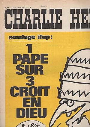 Bild des Verkufers fr Charlie Hebdo N 72 - Lundi 3 Avril 1972 zum Verkauf von PRISCA