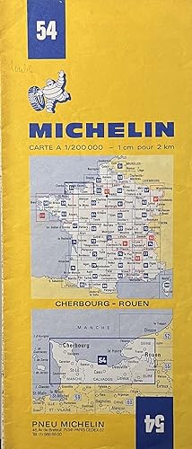 C1980s Michelin Map No. 54 Cherbourg-Rouen