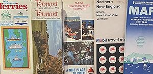 A Grouping of Five [5] C1970s Vermont Highway and Transportation Road Maps