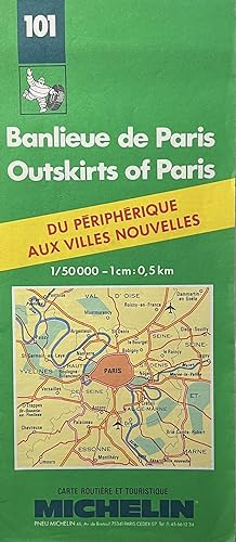 C1990s Michelin Map No. 101 Banlieue de Paris/Outskirts of Paris