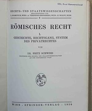 Seller image for Rmisches Recht. 1. Geschichte, Rechtsgang, System des Privatrechtes. Rechts- und Staatswissenschaften. Band 8. for sale by books4less (Versandantiquariat Petra Gros GmbH & Co. KG)