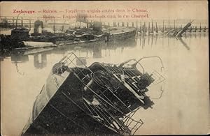 Seller image for Ansichtskarte / Postkarte Zeebrugge Westflandern, Ruins, English torpedo-boats sunk in the Channel for sale by akpool GmbH