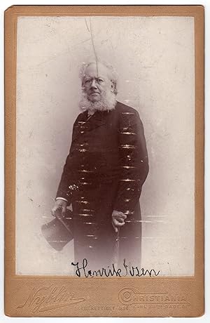Bild des Verkufers fr Ibsen, Henrik (1828-1906) - Rare cabinet-card-photograph signed zum Verkauf von Andreas Wiemer Historical Autographs