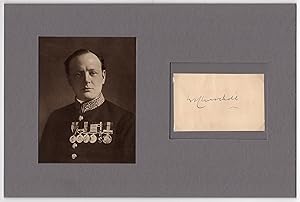 Churchill, Winston S. (1874-1965) - Card signed matted with photograph