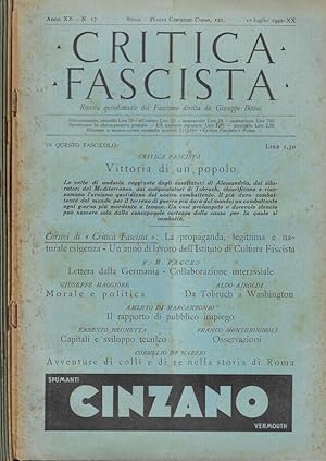 Critica fascista n. 17-18-19-20-21-23 Anno XX-1942