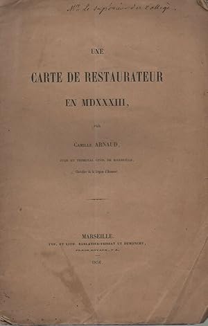 Une Carte de Restaurateur en MDXXXIII