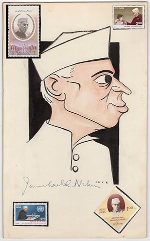 Nehru, Jawaharlal (1889-1964) - One of a kind caricature signed