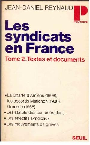 Immagine del venditore per Les syndicats en France, Tome 2. Texte et documents venduto da Ammareal