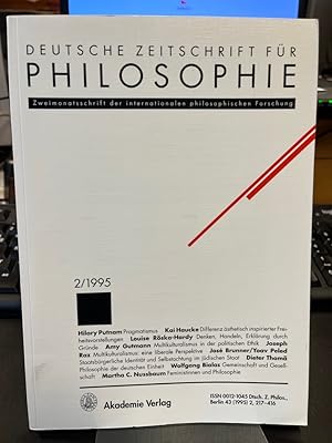 Bild des Verkufers fr Deutsche Zeitschrift fr Philosophie 1995 43 Jahrgang Heft 2. Schwerpunkt: Multikulturalismus. Zweimonatsschrift der internationalen philosophischen Forschung. zum Verkauf von Altstadt-Antiquariat Nowicki-Hecht UG