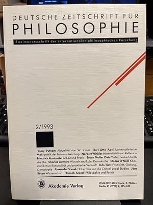 Seller image for Deutsche Zeitschrift fr Philosophie 1993 41. Jahrgang Heft 2. Zweimonatsschrift der internationalen philosophischen Forschung. for sale by Altstadt-Antiquariat Nowicki-Hecht UG