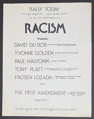 Rally today. In the main courtyard, B.H.S. . Racism [handbill]