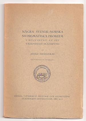Seller image for Ngra svensk-norska numismatiska problem i belysning av ett vstsvenskt skattefynd for sale by Antikvariat Werner Stensgrd