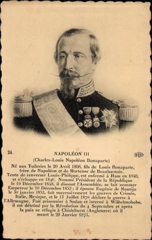 Bild des Verkufers fr Ansichtskarte / Postkarte Napoleon III, Charles-Louis Napoleon Bonaparte, Portrait zum Verkauf von akpool GmbH