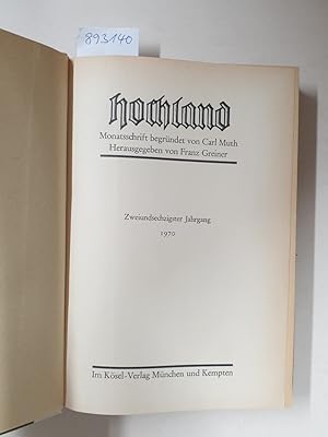 Bild des Verkufers fr Hochland : Monatsschrift : 62. Jahrgang : 1970 : zum Verkauf von Versand-Antiquariat Konrad von Agris e.K.