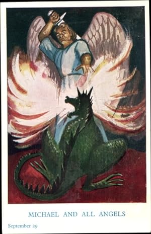 Künstler Ansichtskarte / Postkarte Erzengel Michael tötet den Drachen