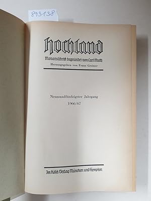 Bild des Verkufers fr Hochland : Monatsschrift : 59. Jahrgang : 1966/67 : zum Verkauf von Versand-Antiquariat Konrad von Agris e.K.