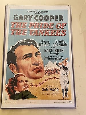 The Pride of the Yankees 11" x 17" Poster in Hard Plastic Sleeve, Gary Cooper, Nice!!