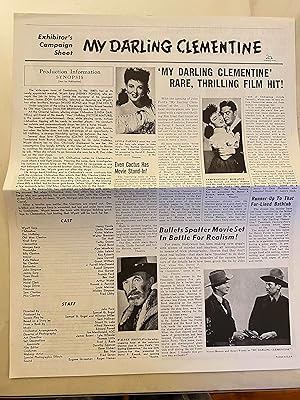 Image du vendeur pour My Darling Clementine Pressbook 1946 Henry Fonda, Victor Mature! mis en vente par AcornBooksNH
