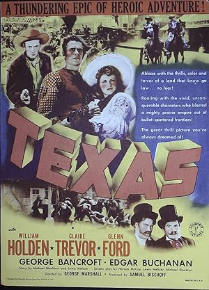 Imagen del vendedor de Texas Herald 1941 William Holden, Claire Trevor, Glenn Ford, Scarce! a la venta por AcornBooksNH