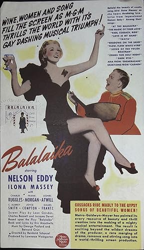 Seller image for Balalaika Herald 1939 Nelson Eddy, Ilona Massey, Charlie Ruggles, Frank Morgan, Scarce! for sale by AcornBooksNH