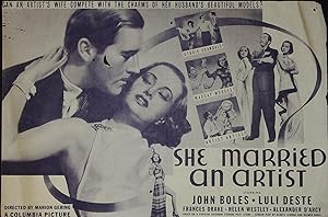 Image du vendeur pour She Married an Artist 1937 Herald John Boles, Luli Deste, Scarce! mis en vente par AcornBooksNH