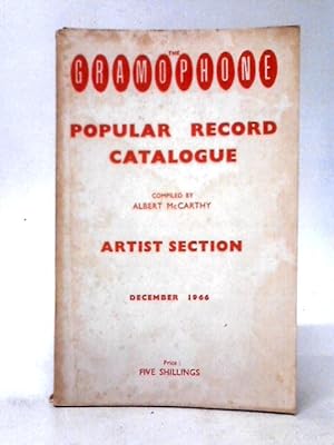 Bild des Verkufers fr Gramophone Popular Record Catalogue Artist Section December 1966 zum Verkauf von World of Rare Books