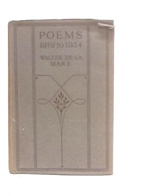 Bild des Verkufers fr Poems 1919 to 1934 zum Verkauf von World of Rare Books