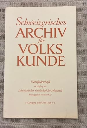 Immagine del venditore per Schweizerisches Archiv fr Volkskunde 1988 venduto da Genossenschaft Poete-Nscht