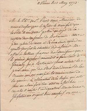 Lettre autographe de L'Abbé Jean-François Géorgel datée du 5 mai 1773