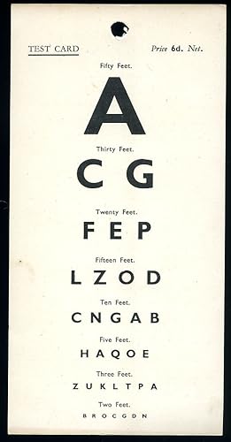 Imagen del vendedor de Original Vintage Bookmark - Test Card | The Main Points Eye Sight Test Card (Better Sight Without Glasses) a la venta por Little Stour Books PBFA Member