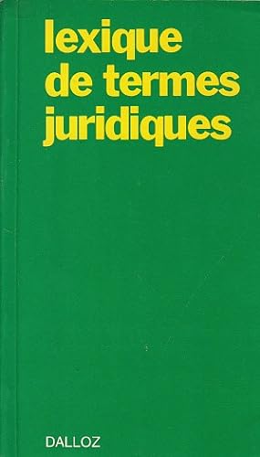 Seller image for Lexique de termes juridiques for sale by Librera Vobiscum