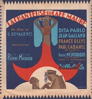Pochoir flyer for "La chanteuse du café Maure" Un film de G. Devalières . First edition of the po...