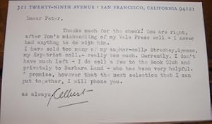 Typed postcard signed [Rellburt?] to Peter Howard.