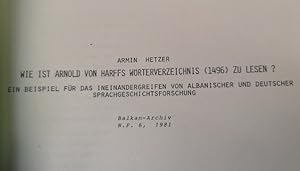 Bild des Verkufers fr Wie ist Arnold von Harffs Wrterverzeichnis (1496) zu lesen? Ein Beispiel fr das Ineinandergreifern von albanischer und deutscher Sprachgeschichtsforschung zum Verkauf von ANTIQUARIAT Franke BRUDDENBOOKS