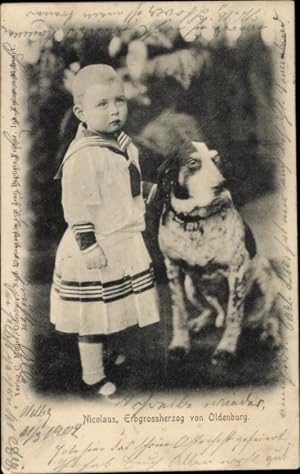 Ansichtskarte / Postkarte Nicolaus, Erbgroßherzog von Oldenburg, Portrait mit Hund